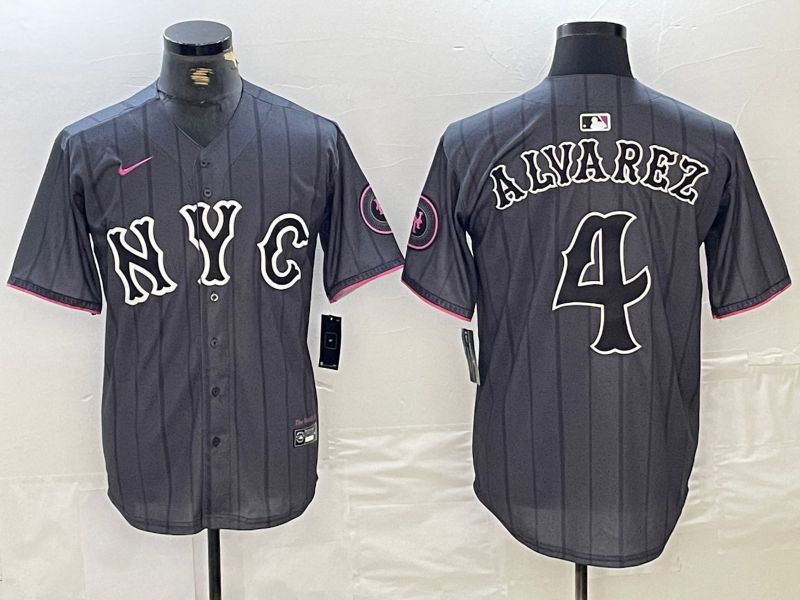 Men New York Mets #4 Alyarez Black City Edition 2024 Nike MLB Jersey style 2->new york mets->MLB Jersey